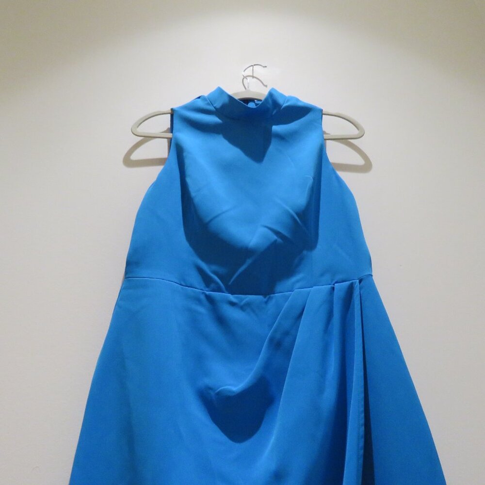 BLACK HALO Naya Sleeveless Mock Neck Ruched Sheath Dress in Breezy Blue US 10 - Picture 7 of 14